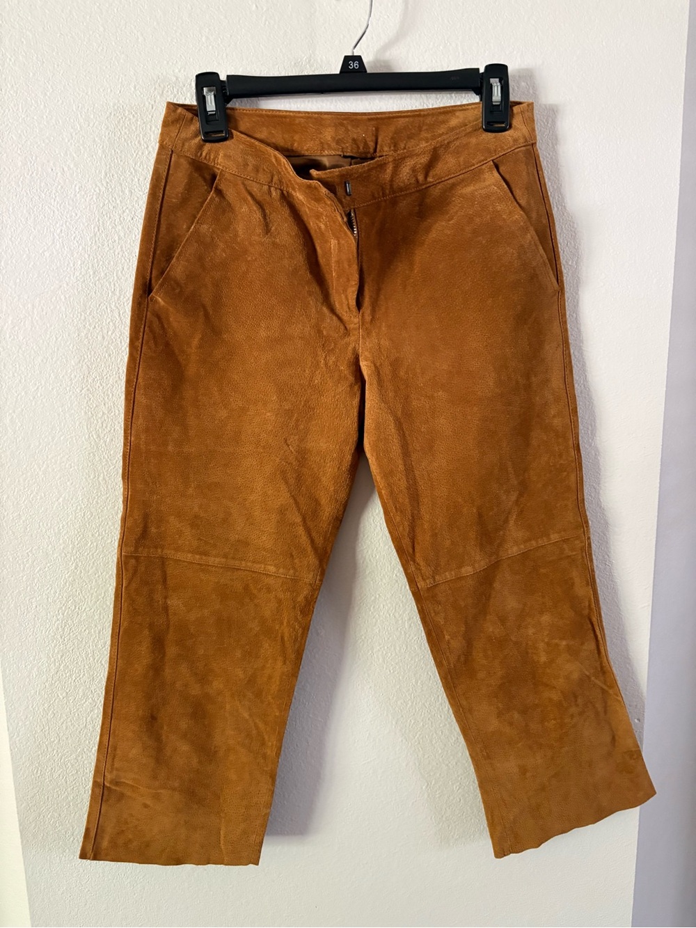 70s Retro Suede Cropped Boho Western Pants Size 10 Camel